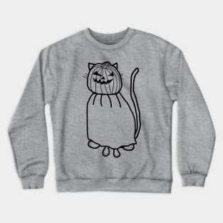 Cute Cat Wearing Halloween Horror Costume Minimal Line Art Crewneck Sweatshirt